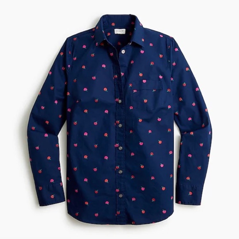J Crew Factory Apple 🍎 Print Cotton Poplin Shirt
